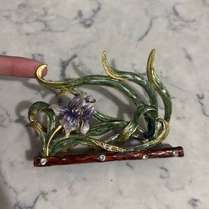 Decor Piece / business card holder leave flower design gold holder decoration
